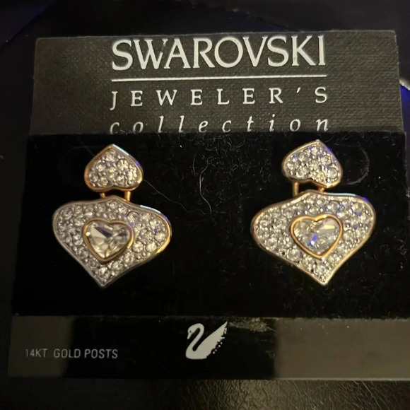 Swarovski Vintage pierced earrings 14 K posts - Picture 1 of 1